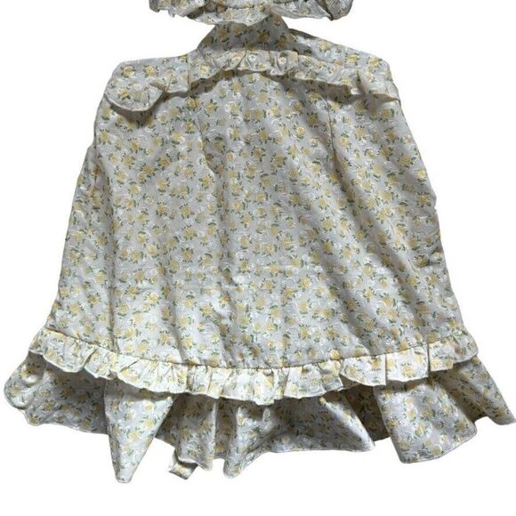 Mable Lexi Lace Up Yellow Floral Ruffle Cut Out Mini Dress Sz M - Picture 5 of 9